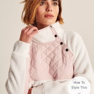 Abercrombie Asymmetrical Snap Quilted Polar Fleece Sweatshirt